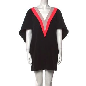 Milly Colorblock V Neck Italian Cady Mini Dress